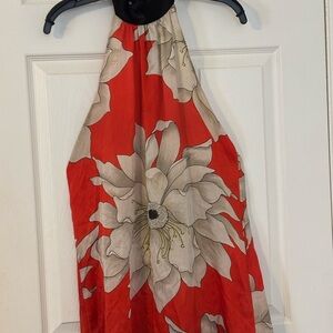 Floral Halter Top in Red and Black 
Backless size M